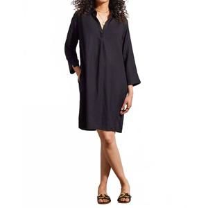 NEW TRIBAL three-quarter sleeve dress with pockets in black